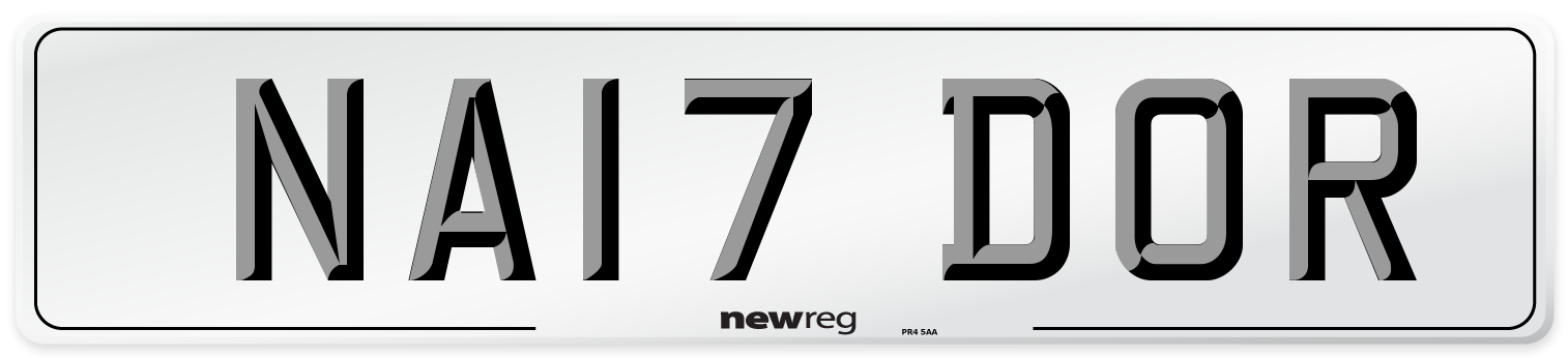 NA17 DOR Number Plate from New Reg